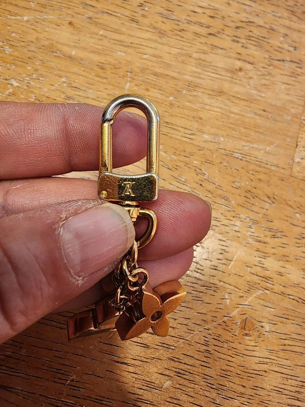 Louis Vuitton Gold Stripes Monogram Flowers Bag Charm.